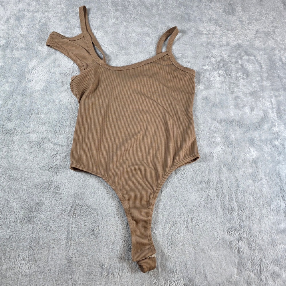 Princess Polly Womens Size 6 Brown Bodysuit Ribbed Asymmetrical Multi-Strap